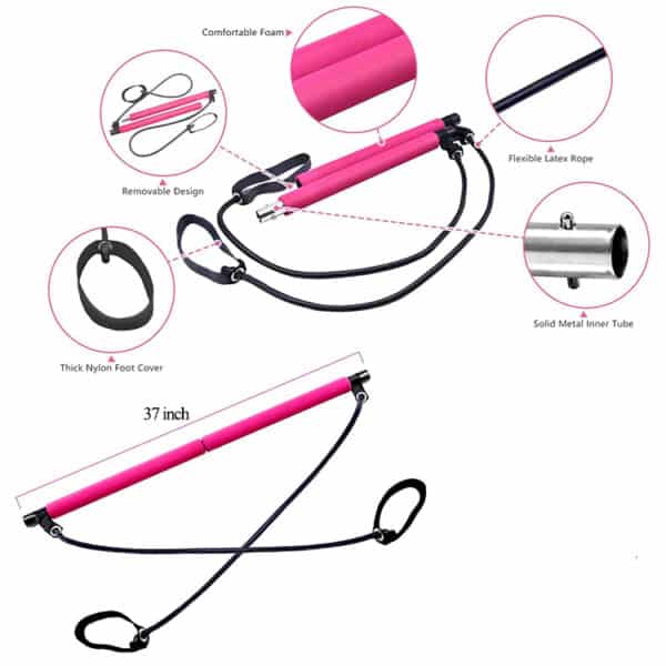 Pilates Bar Kit With Resistance Band-3