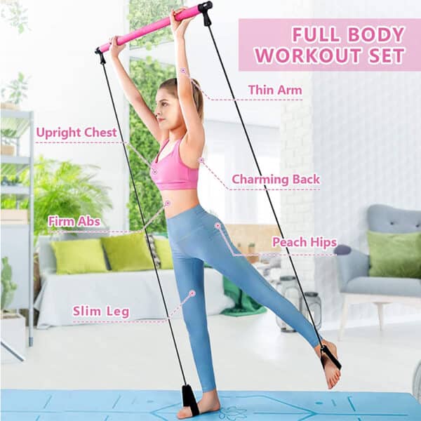 Pilates Bar Kit With Resistance Band-4